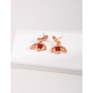 IRIS ORIGINAL DESIGN VINTAGE 100% SLIVER series | Red agate wings earring | E0943 เครื่องประดับ ต่างหู ทอง 18K