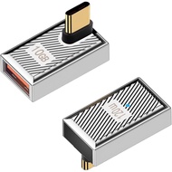 Duttek Penyesuai USB C ke USB A Sudut Kanan 120W 10Gbps, Penyesuai USB A ke C Sudut 90 Darjah, Penuk