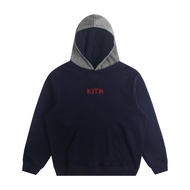 เสื้อฮู้ดผ้าขนแกะบุขนแกะแบบมีฮู้ดปักลายสไตล์อเมริกันสำหรับผู้ชาย KITH เสื้อผ้าลำลองฤดูใบไม้ร่วงและฤด