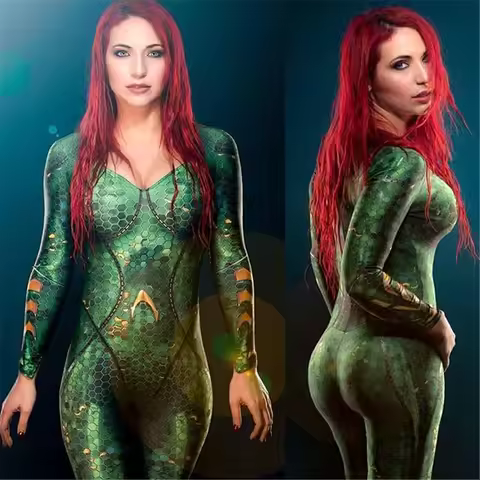Halloween Movie Aquaman Mera Cosplay Costume Superhero Arthur Curry Orin Zentai Bodysuit Suit Party 