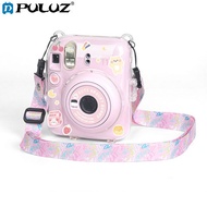 For FUJIFILM instax mini 12 Crystal Hard Acrylic Camera Case with Shoulder Strap(DIY Pink Graffiti)(