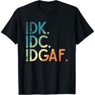 Men's cotton T-shirt Vintage IDK IDC IDGAF Funny Saying Don't Care Quote Sarcasm T-Shirt
