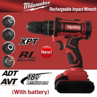 2022 New top quality Milwaukee 25V brushless rechargeable impact driver electric drill power tool 50N.M/250N.M/450 N.m 10mm (1/2 \\\\) impact driver electric drill suitable for Makita 18V lithium battery (with battery)