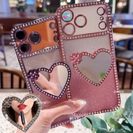 JRYU OPPO Heart Diamond Pop Stand With Mirror Softcase Oppo A6 PRO A5X A5i A3X A3 PRO A5 PRO A60 A5S