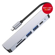 6-in-1 USB Type-C Hub to HDMI Adapter 4K 3 USB C Hub with 3.0 TF SD Reader Slot PD for MacBook Pro/A