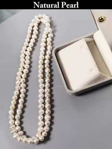 70cm 1 string 6-7mm baroque round white or purple freshwater pearl kontted one by one sweater neckla