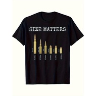 Size Matters Ammo Lovers Graphic T-Shirt - Black 100% Casual Men's Tee With Bullet Caliber Sizes.223