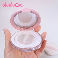 Biubiucat Ultra-Thin Flip Cover with Mirror Elastic Net Mini High-End Loose Powder Box with Powder P