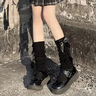 BJASHOP Knitted Leg Warmers, Thermal Bowknot Pom-pom Leg Warmers, Cute Fleece Lined Lolita Slouchy L