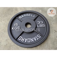 33LB / 15KG Olympic Weight plate 5cm Black Cast Iron Plates Dumbbell Barbell Steel Powerlifting Plat