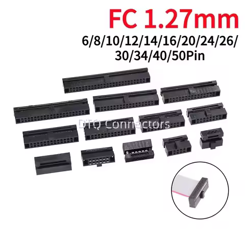 10pcs 1.27mm Pitch IDC connector FC Female Header Socket gray wire header JTAG plug 6P 8 10 12 14 16