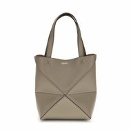 【LOEWE 羅威】Mini Puzzle Fold Tote 迷你 柔軟粒面小牛皮 折疊 托特包 肩背包 Taupe 灰褐色
