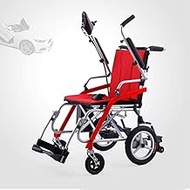 Fashionable Simplicity Wheelchair Electric Lightweight Dual Function Can Be Opened In 3 Second Power Wheel Chair Armrest Can Be Lifted Folding Mobility Scooter (Red) (Black) (Color : Red)