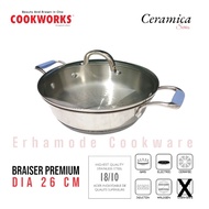 Wok Braisser 26cm Premium Ceramica Stainless Steel Frying Pan (EH5160)