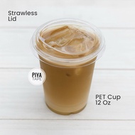 PET CUP Plastic with Strawless Lid | 12 oz -14 oval PET plastic cup with lid