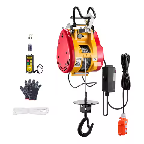 SucceBuy 2-in-1 Electric Hoist 1100 lbs 1800W Wired/Wireless Portable Power Winch 98 ft Lifting Heig