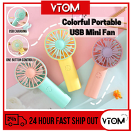 VTOM Colorful Portable Charging USB Mini Fan Rechargeable USB Fan Strong Wind Battery Kipas Mini Murah Gifts Presents