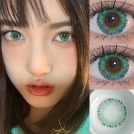 【ready stock & give gifts】2pcs Colorful  Contact lens Yearly use green Beauty lenses degrees0.00-8.0