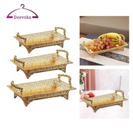 [deevoka] Rectangle Golden Fruit Tray Countertop Tray Desert Tray Storage Decoration