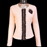 美國時尚設計品牌ANNA SUI 安娜蘇粉膚色串珠宮廷風長袖外套  美國製