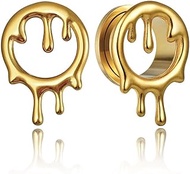 2 PCS Hypoallergenic 316 Stainless Steel 0G-1" Unique Water Drops Ear Gauges Halloween Ear Plugs for