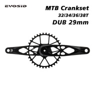 EVOSID Mountain Bike Crankset Aluminum Alloy DUB Crank GXP Chainring 32T 34T 36T 38T Hollow Integrat