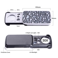 30 Times 60 Times 90 Times Money Detector LED Light Pull-out Folding Antique Appraisal Jewelry Diamo