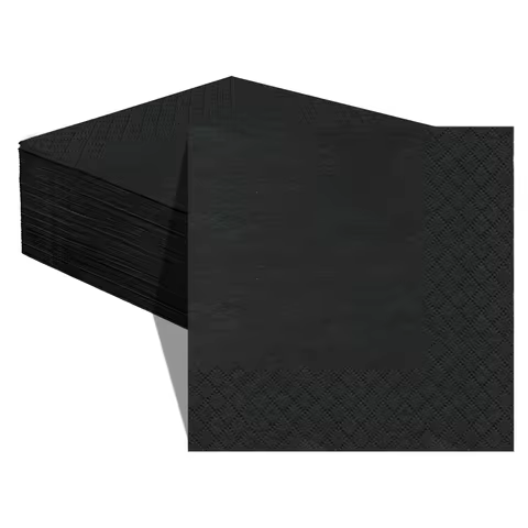 JINYUDOME Black Cocktail Napkins 9.84x9.84 Inch 2-Ply Cut Edge Wavy Edge Printed Paper Placemats for
