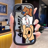 Casing For Realme C15 Case Cesing Happy Puppy Pattern Silicone Wavy edge Mirror Casing Casing Softca