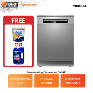 Toshiba Free Standing Dishwasher DW-14F1 14 Place Setting Max 118 pieces 6 Programs Silver DW14F1 Pe