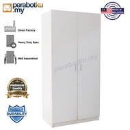 2 DOOR WARDROBE SIMPLE WHITE / WARDROBE CLOSET / WARDROBE CABINET / MALAYSIA MADE SOLID MATERIAL