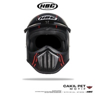 HBC Cakil Pet Helmet CARBON Motif Retro Full Face Helmet SNI Import Premium