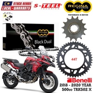 BENELLI 500cc TRK502 X Full Set Regina Black Dual Chain 525 ZRA Steel Sprocket Sets