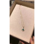 Qixi Gift Bvlgari/Bvlgari 18K Rose Gold Small Fan Green Malachite Diamond Necklace
