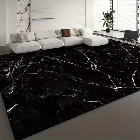 Soft Floor Mat with Modern Minimalist Style and Marble Texture Carpet Bedrooms Living Rooms Offices 