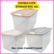 DOUBLE LOCK STORAGE BOX 50L Multipurpose Storage Container / Kotak Simpanan 50L