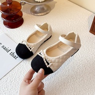 Girlsfrench stylePrincess Shoes 2025 Spring Autumn Bow Pearl Catwalk Leather Shoes Fashion Children'