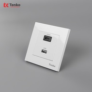 Tenko TK-TT-76 White Plastic Recessed HMDI and USB Socket