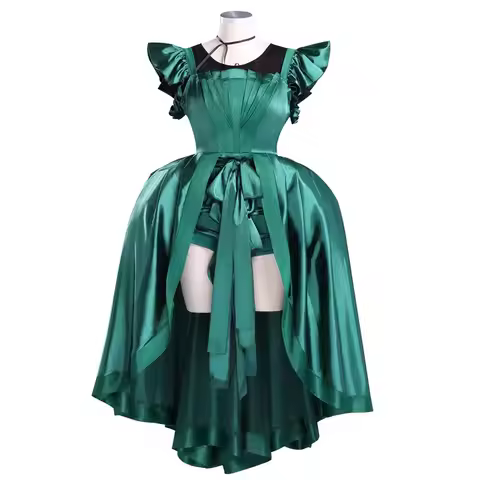 Agnes Demille Cosplay Costume Wednesday The Dead Dance Green Dress Invisible Woman Evening Dresses C