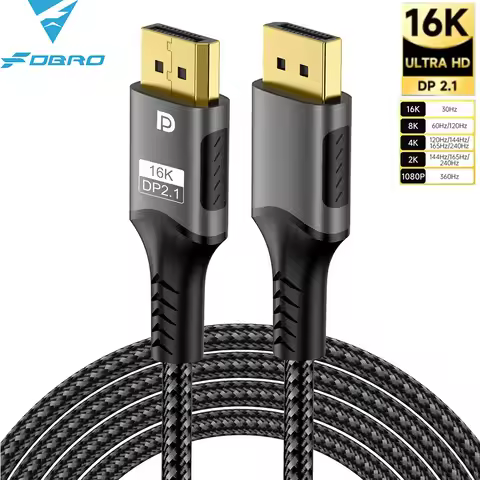 FDBRO 16K DP 2.1 8K@120Hz/60Hz 4K@240Hz 80Gbps HDR Video Audio Displayport Cable for Laptop Xbox Pro