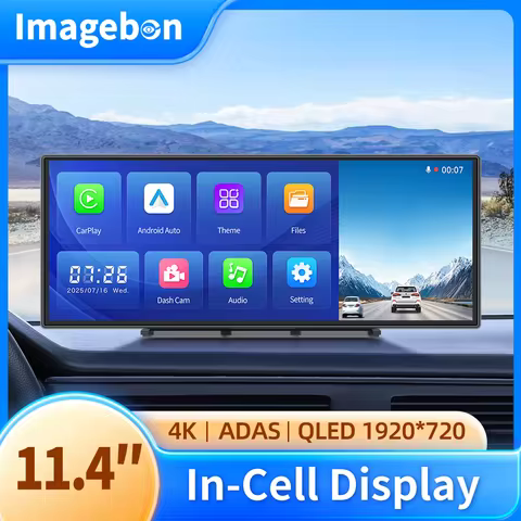 Upgraded Imagebon 11.4″ H70 Plus 4K ADAS In-cell Display Car DVR Wireless CarPlay & Android Auto Nig