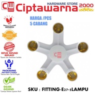 E27 Fitting Connector 5 Branch Studio Light Bulb - White - CW2K