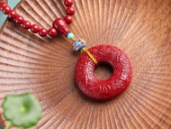 天然原礦硃砂精品紫金砂六字真言心經平安扣吊墜 硃砂含量高達95%