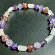 幽靈紫水晶 粉晶 紫錐花水晶手串 招正財 招貴人