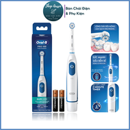 Bàn Chải Pin Oral-B Gum Care Pro 100 Răng Nhạy Cảm - Dùng 2 Pin AA Hẹn Giờ 2-Phút Màu Trắng Xanh Bàn