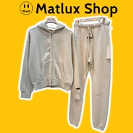 [BEST QUALITY] FEAR OF GOD ESSENTIALS SP25 Heather Stone zip hoodie Set, FOG fleece Set