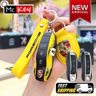 【Mr.Key】GT Racing 04 Painting Key Cover Case Bag Fob Shell Holder for Porsche Macan 911 Panamera Cay