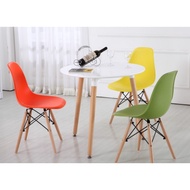Round Eames Table Minimalist White Round Dining Table with 3 Wooden Legs only Meja Makan Puith