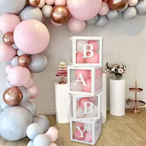4Pcs /set BABY Transparent Balloon Box A Decorative Prop For The Atmosphere Of A Baby's Birthday Par