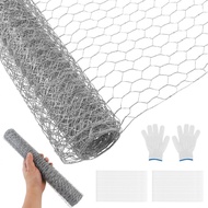 Width 13.78 inch & Length 197 inch (0.35 x 5M) Galvanized Hexagonal Chicken Wire Kit for Poultry Net